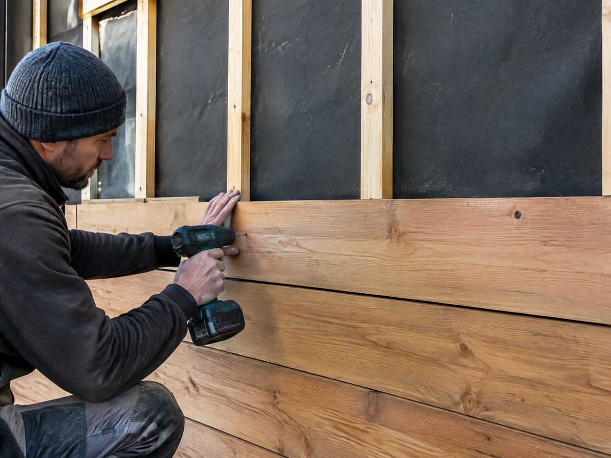 Gevel van een rijwoning met crepi en nieuwe ramen