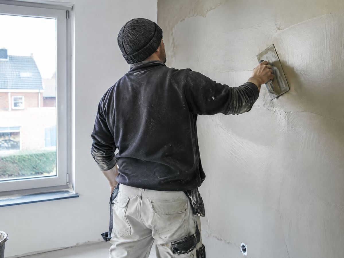 Pleisterwerk op een binnenmuur (illustratieve foto)